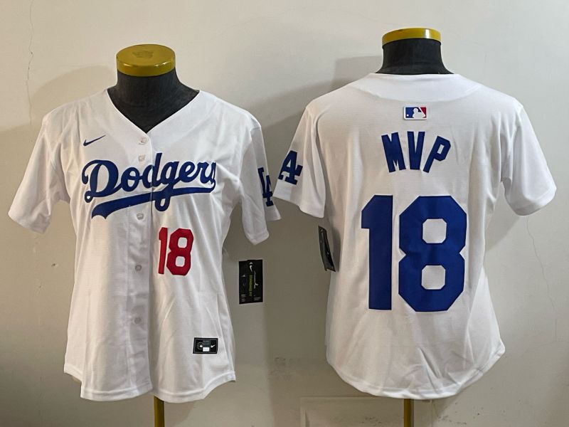 Women Los Angeles Dodgers #18 Mvp White Game 2026 Nike MLB Jersey style 04->women mlb jersey->Women Jersey